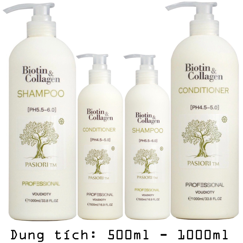 Dầu Gội Xả Biotin Collagen Pasiori Phục Hồi Suôn Mượt 500ml/1000ml