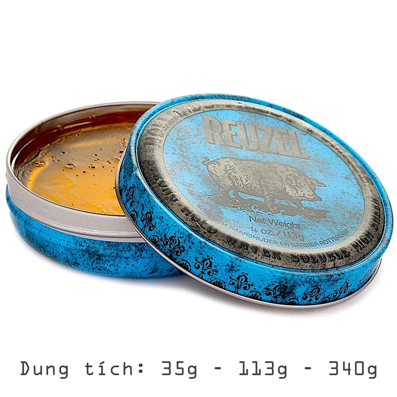 Sáp Reuzel Blue Pomade Giữ Nếp Cứng Và Có Độ Bóng Cao