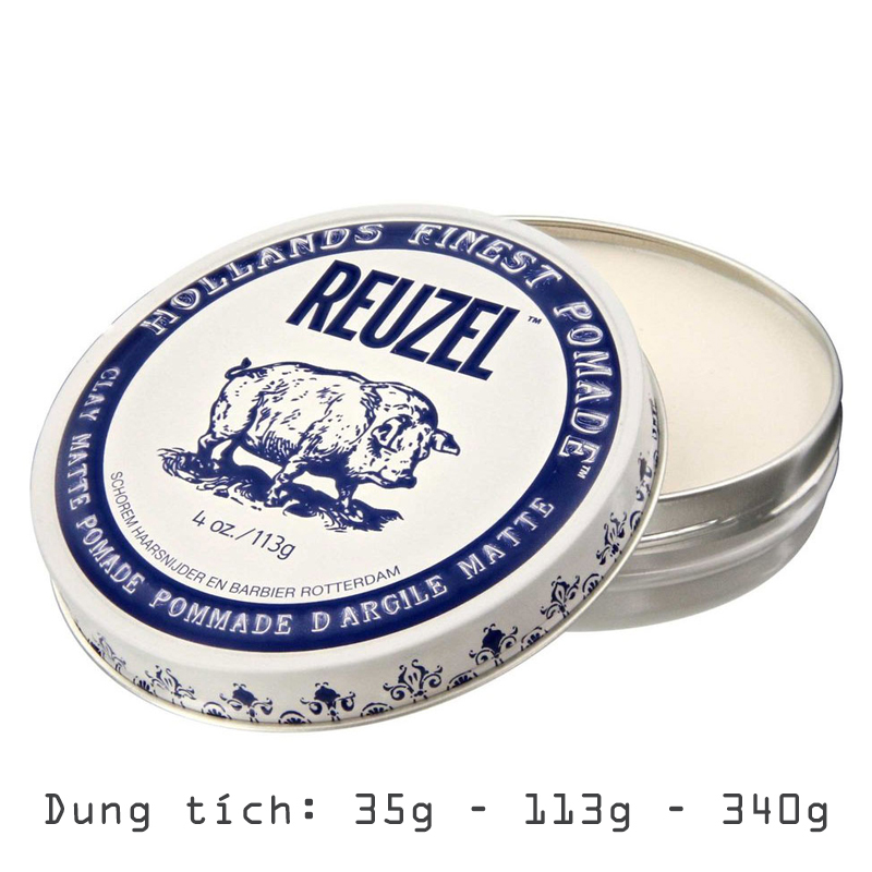 Sáp Reuzel Clay Matte Pomade Giữ Nếp Tóc Vừa - Không Bóng