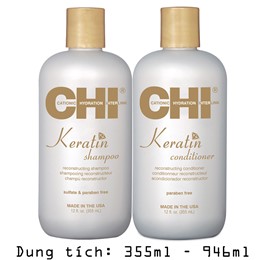 Bộ Dầu Gội Xả CHI Keratin Phục Hồi Tóc 355ml/946ml