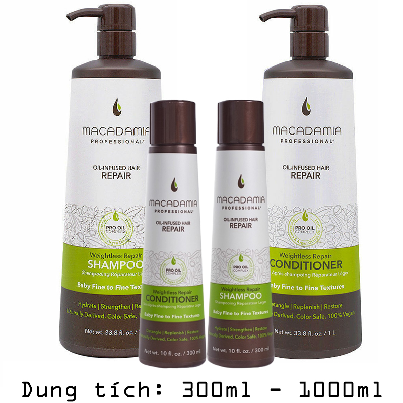 Dầu Gội Xả Macadamia Weightless Repair Tăng Phồng Tóc