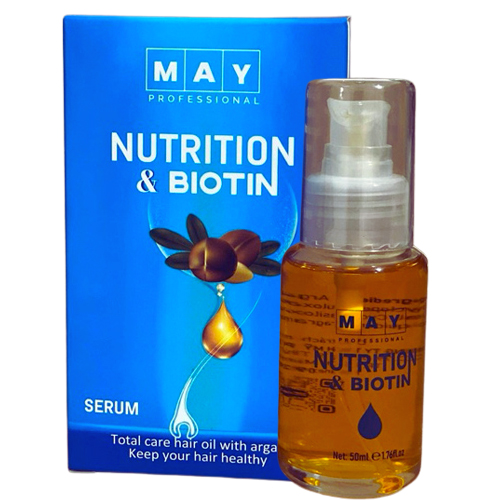 Tinh dầu dưỡng tóc MAY Nutrition & Biotin Argan oil chăm sóc tóc mềm mượt 50ml