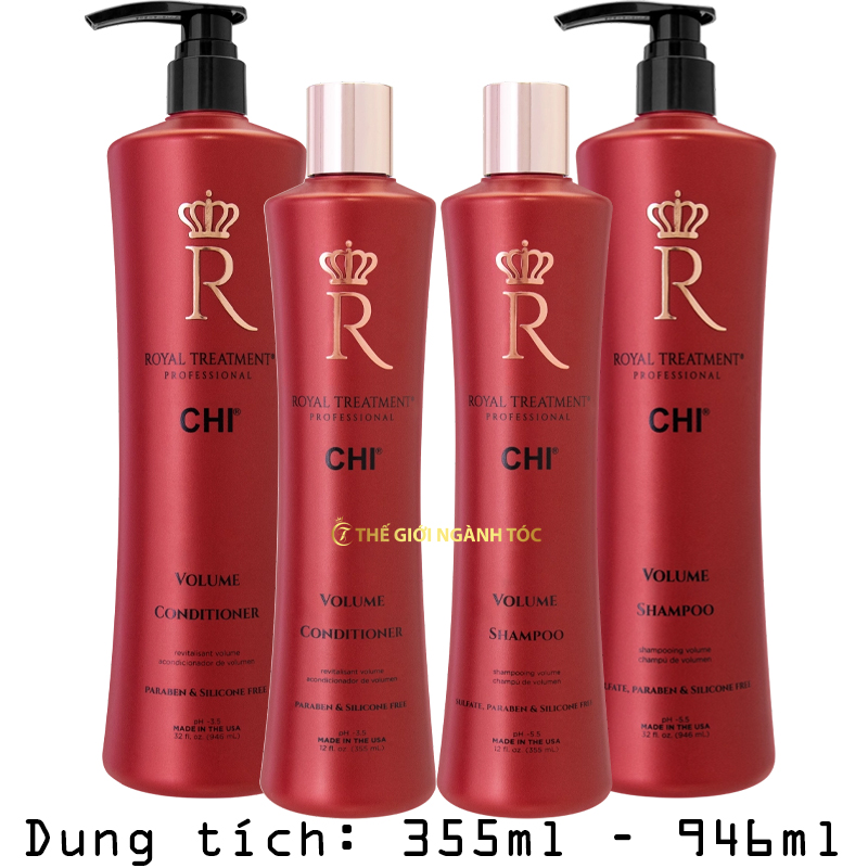 Dầu gội xả CHI Royal Volume tăng phồng và làm dày tóc 355ml/946ml
