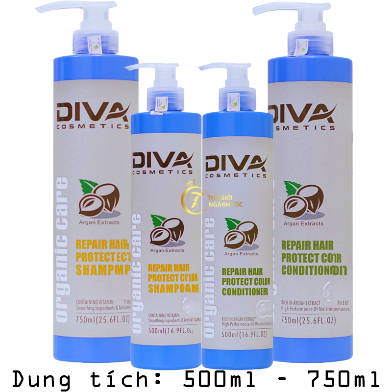 Dầu Gội Xả Diva Organic Dưỡng Màu Và Phục Hồi Tóc 500ml/750ml